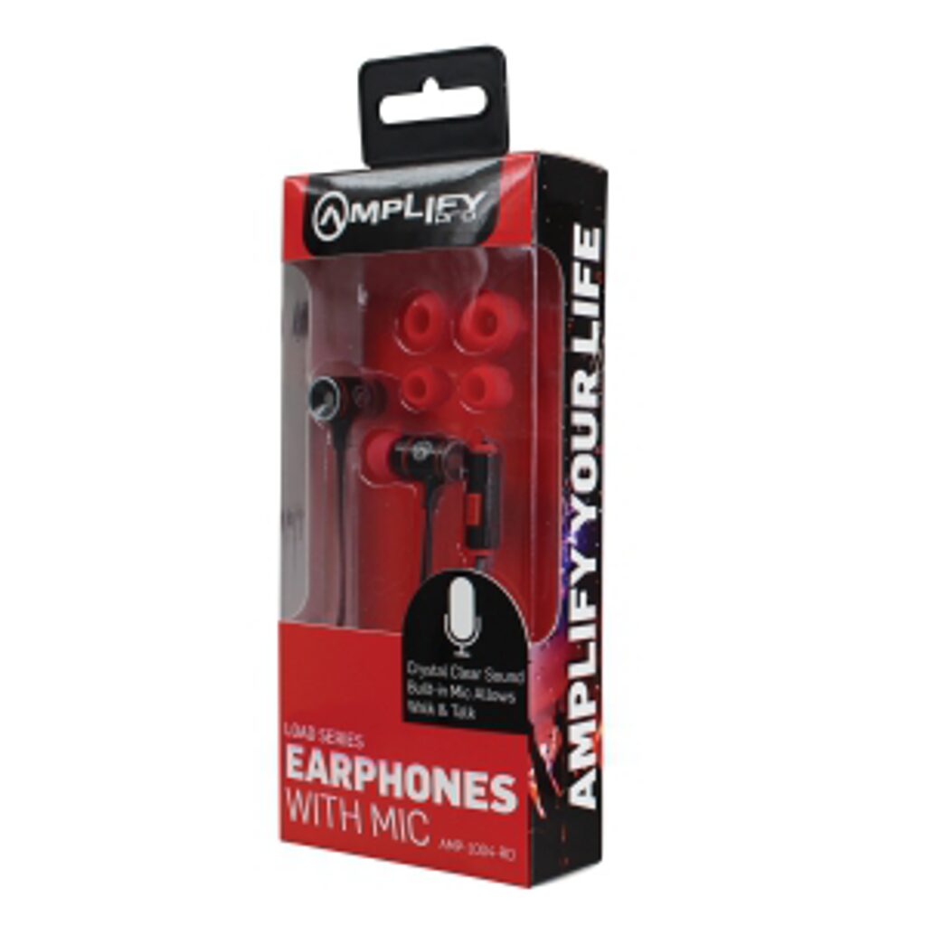 Amplify Pro Load series earphones with Mic Black and Red